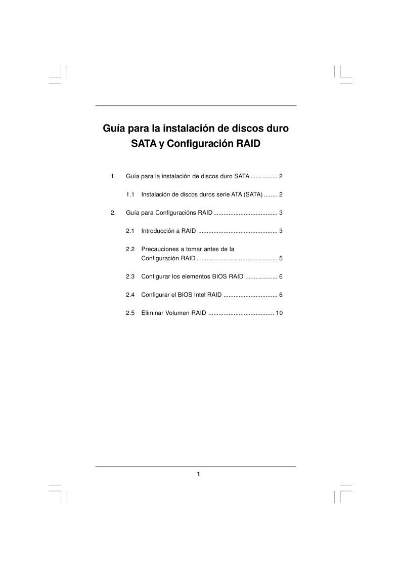 Imágen de pdf Guía para la instalación de discos duro SATA y Configuración RAID 1