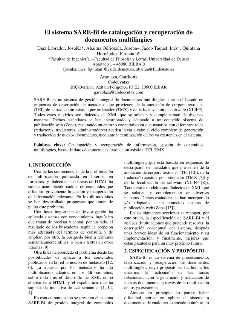 Imágen de pdf El sistema SARE-Bi de catalogación y recuperación de documentos multilingües