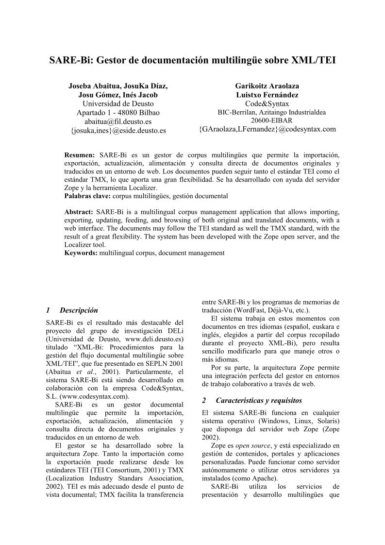 Imágen de pdf SARE-Bi: Gestor de documentación multilingüe sobre XML/TEI