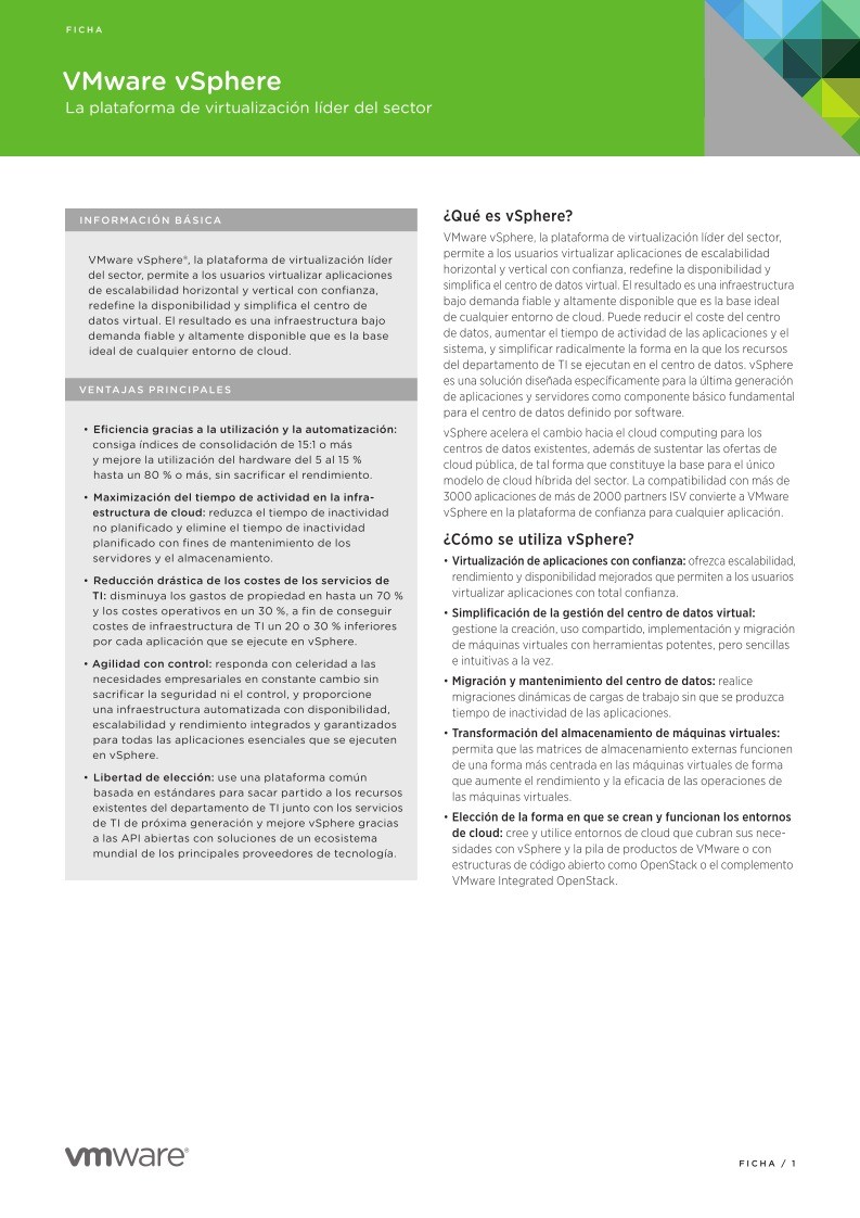 Imágen de pdf VMware vSphere Datasheet