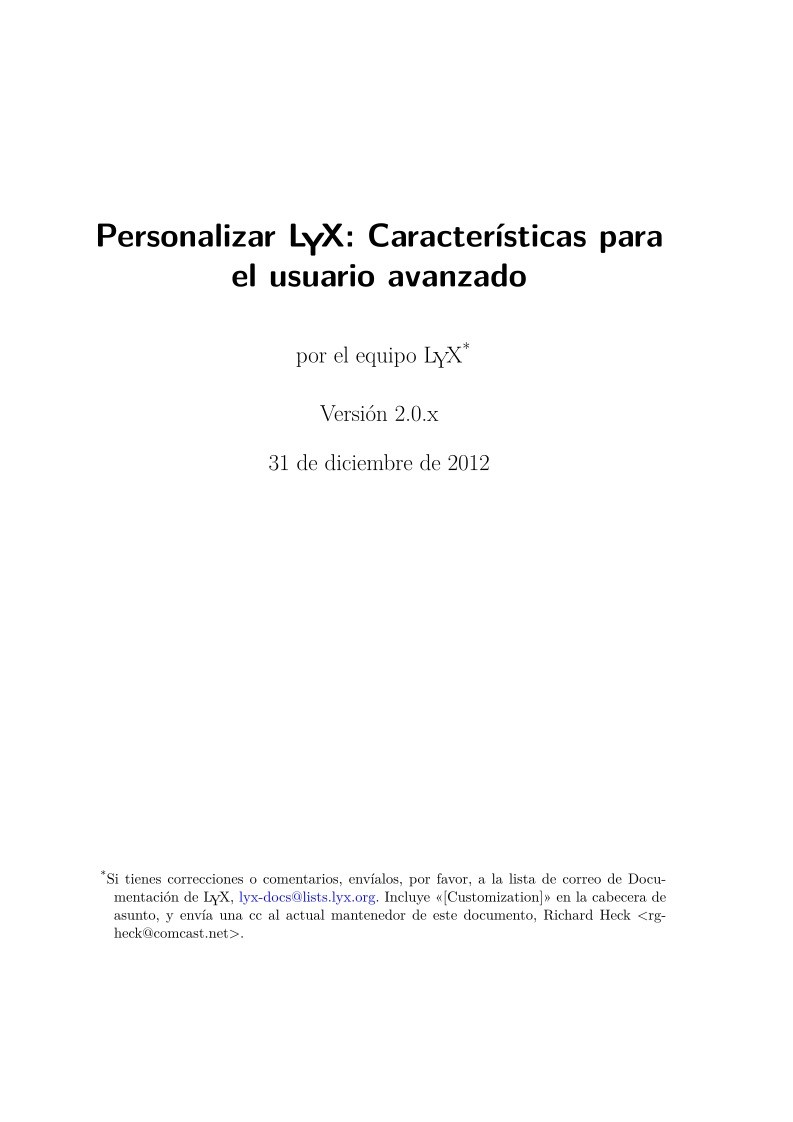 Imágen de pdf Personalizar LYX: Características para el usuario avanzado