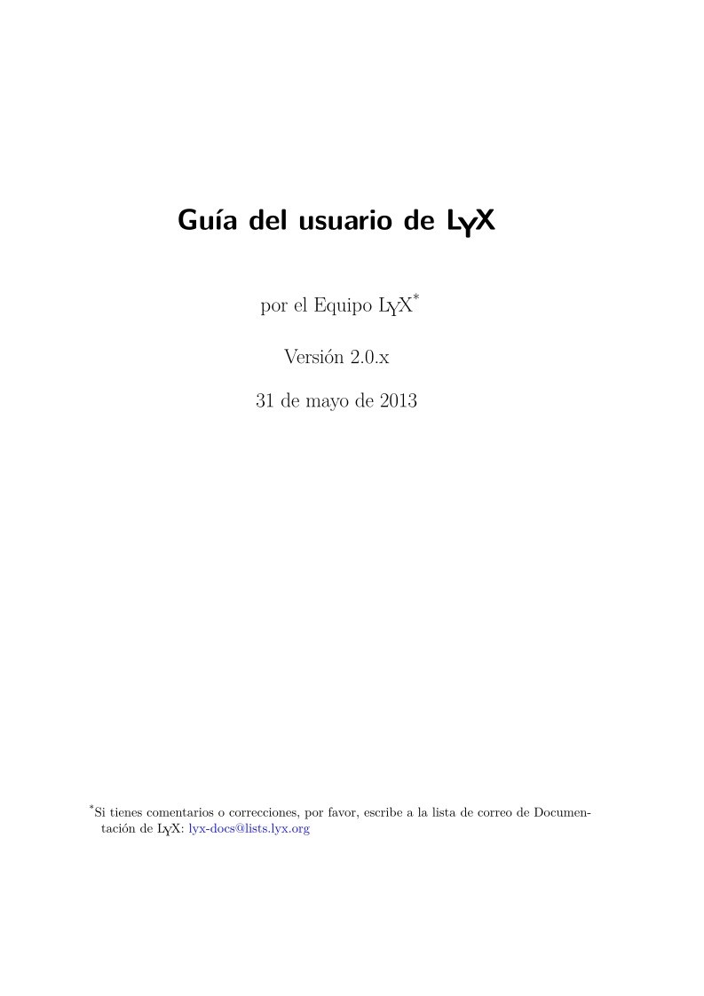 Imágen de pdf Guía del usuario de LyX