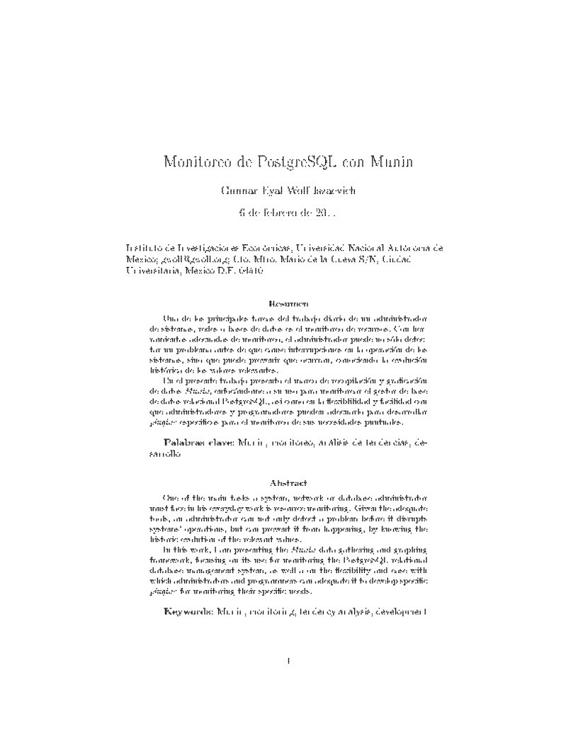 Imágen de pdf Monitoreo de PostgreSQL con Munin