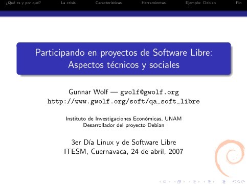 Imágen de pdf Participando en proyectos de Software Libre: Aspectos técnicos y sociales