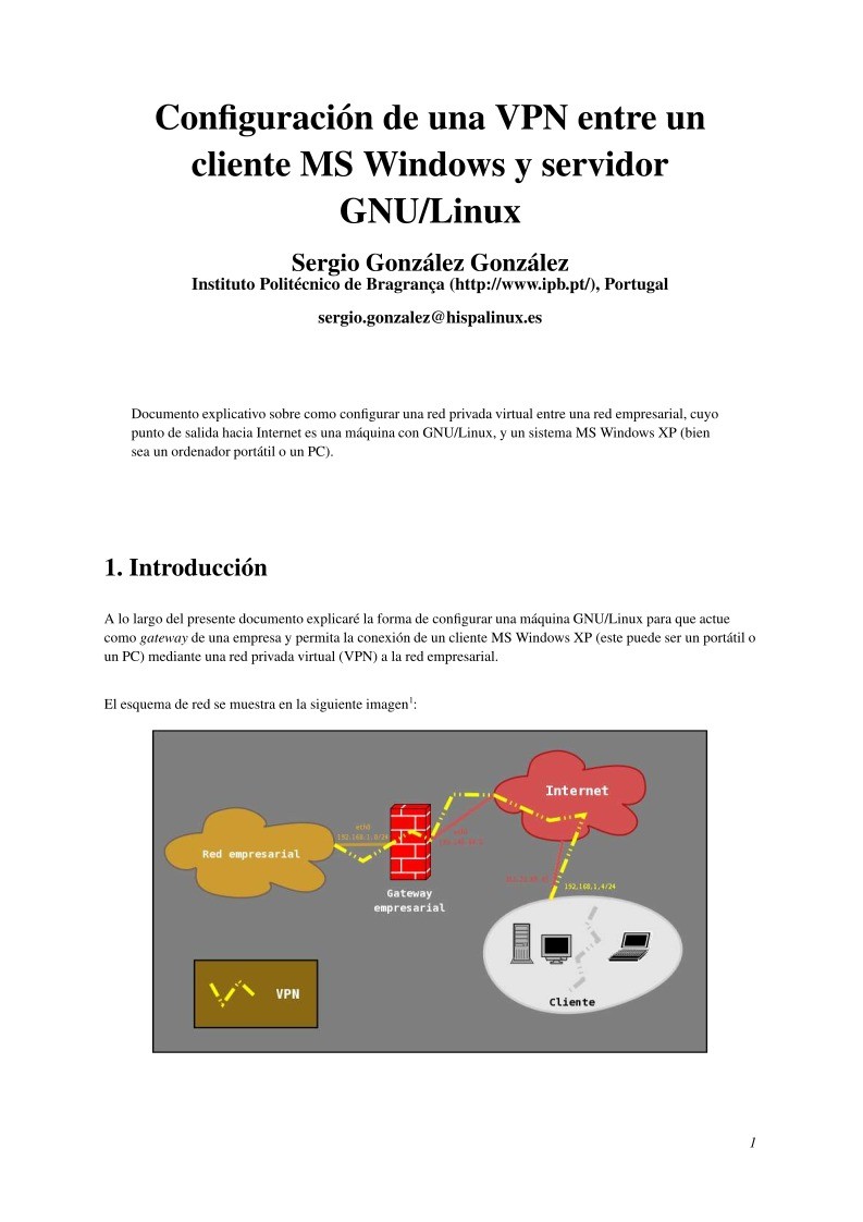 Imágen de pdf Configuración de una VPN entre un cliente MS Windows y servidor GNU/Linux
