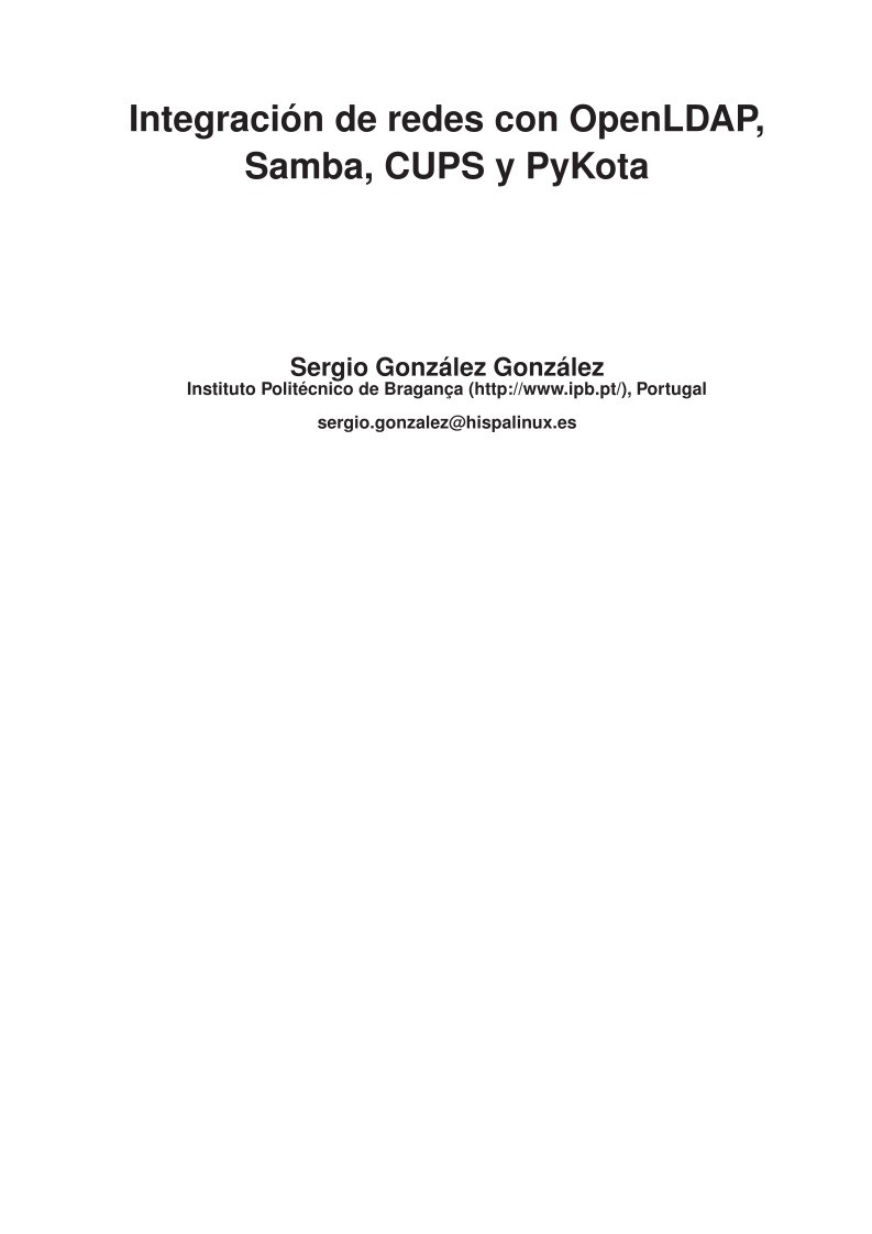 Imágen de pdf Integración de redes con OpenLDAP, Samba, CUPS y PyKota