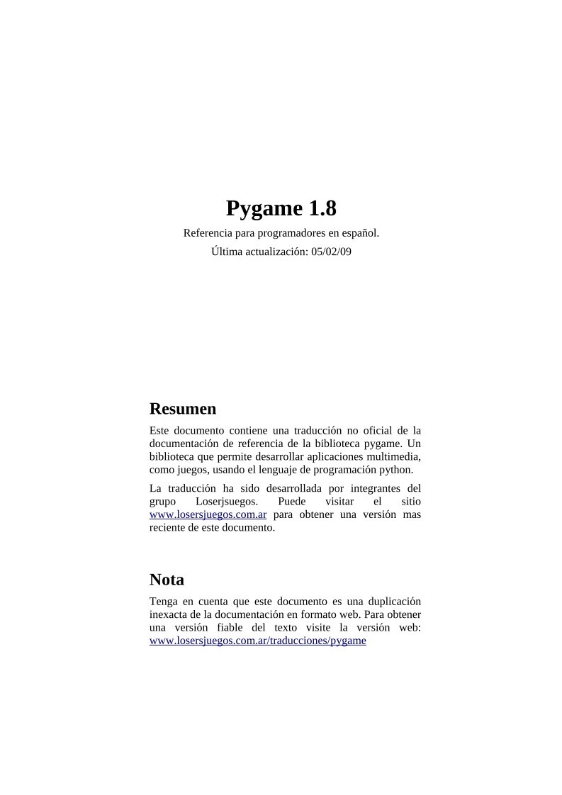 Imágen de pdf pygame 1.8 en español