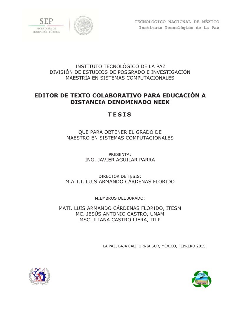 Imágen de pdf EDITOR DE TEXTO COLABORATIVO PARA EDUCACIÓN A DISTANCIA DENOMINADO NEEK