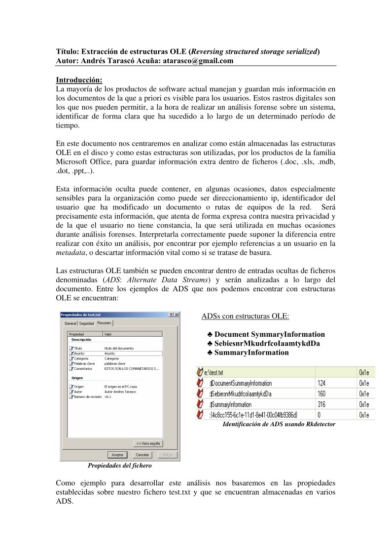 Imágen de pdf Título: Extracción de estructuras OLE (Reversing structured storage serialized)