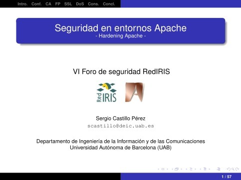 Imágen de pdf Seguridad en entornos Apache - Hardening Apache