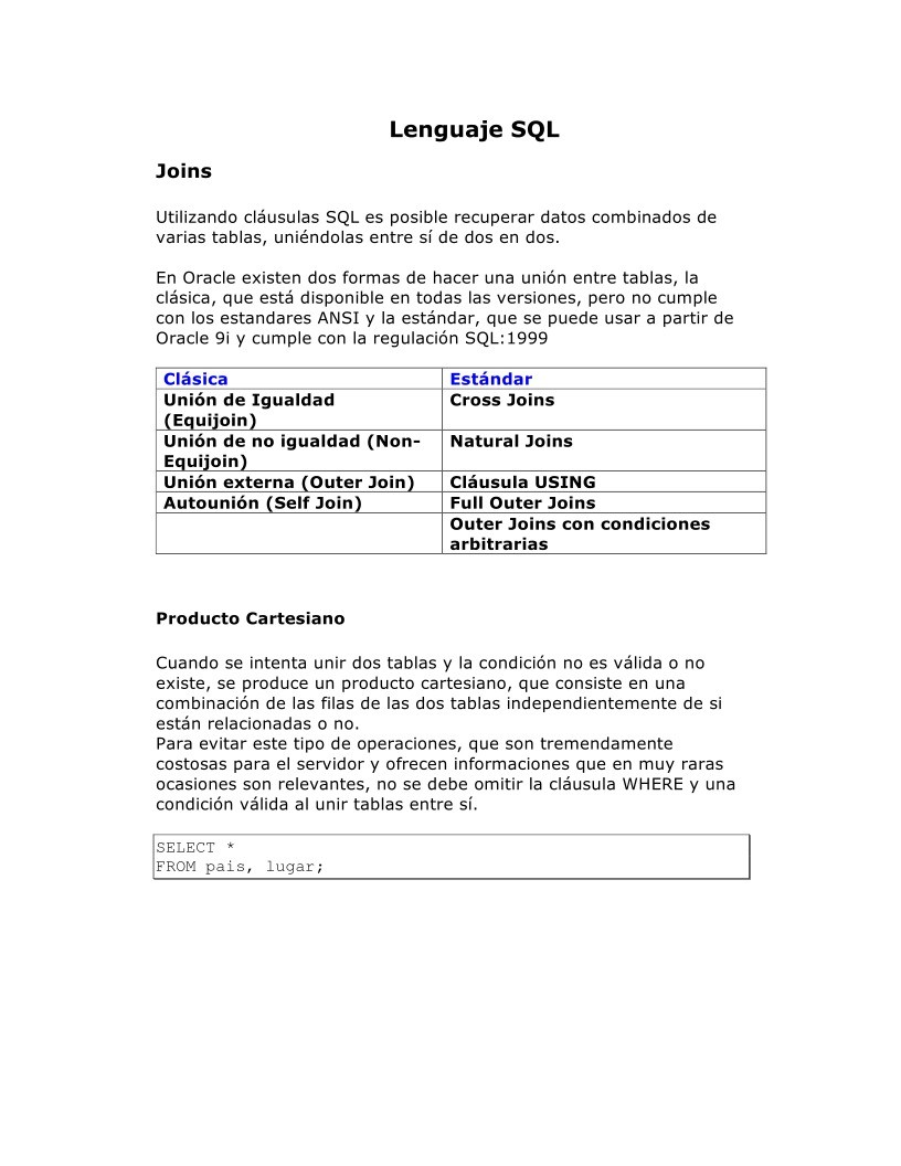 Imágen de pdf Lenguaje SQL - Joins