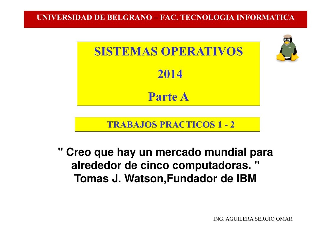 Imágen de pdf SISTEMAS OPERATIVOS 2014 Parte A TRABAJOS PRACTICOS 1 - 2