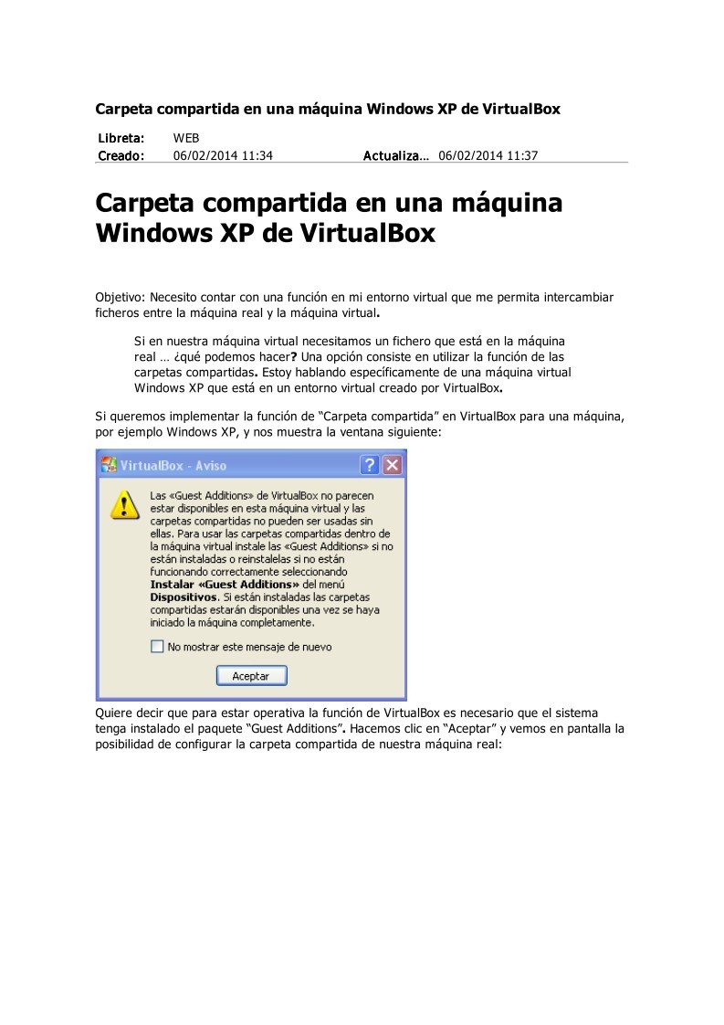 Imágen de pdf Carpeta compartida en una máquina Windows XP de VirtualBox