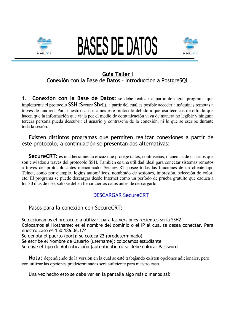 Imágen de pdf Guía Taller I - Conexión con la Base de Datos - Introducción a PostgreSQL