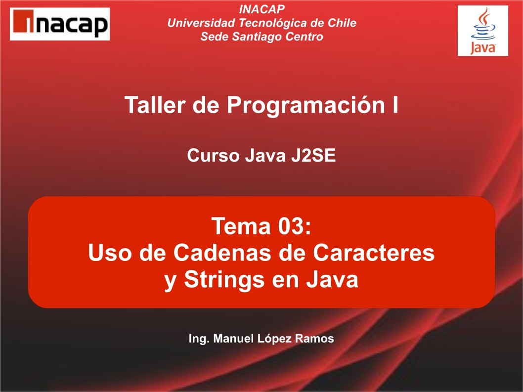 Imágen de pdf Tema 03: Uso de Cadenas de Caracteres y Strings en Java