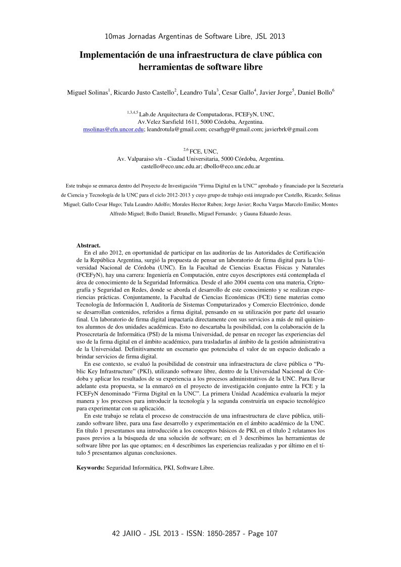 Imágen de pdf Implementación de una infraestructura de clave pública con herramientas de software libre