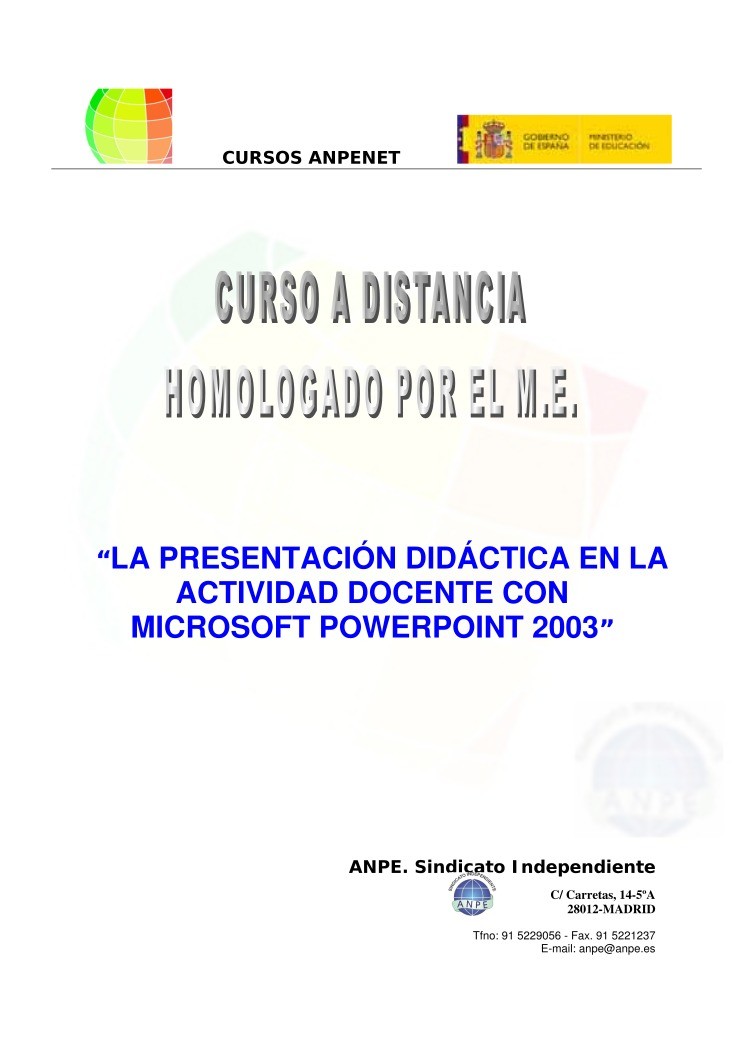 Imágen de pdf La presentación didáctica en la actividad docente con Microsoft Powerpoint 2003