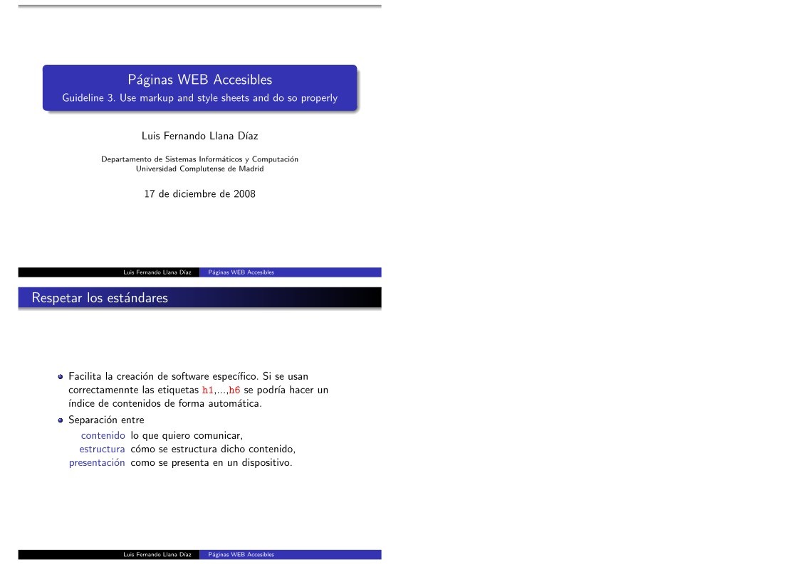 Imágen de pdf Páginas WEB Accesibles - Guideline 3. Use markup and style sheets and do so properly