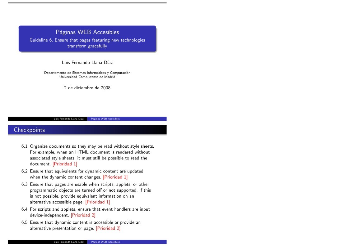 Imágen de pdf Páginas WEB Accesibles - Guideline 6. Ensure that pages featuring new technologies transform gracefully