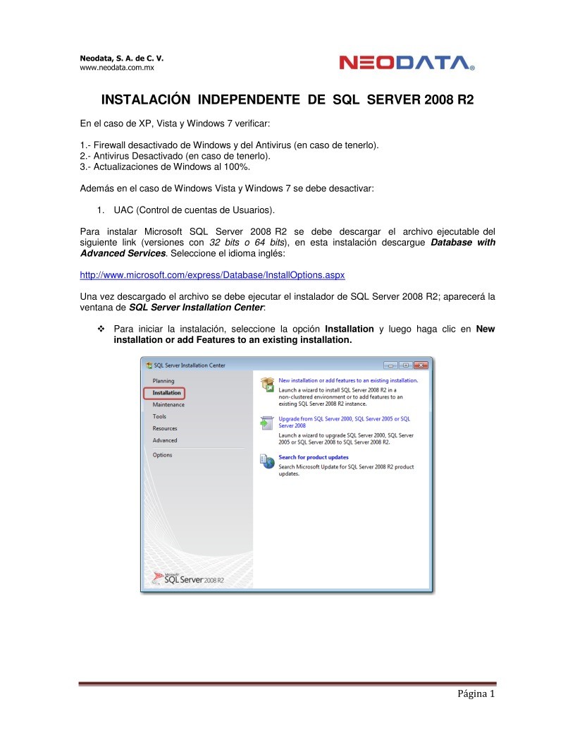 Imágen de pdf INSTALACIÓN INDEPENDENTE DE SQL SERVER 2008 R2