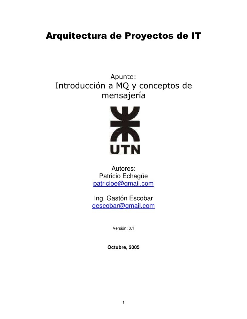 Imágen de pdf Introducción a MQ y conceptos de mensajería - Arquitectura de Proyectos de IT