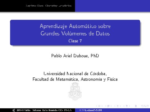 Imágen de pdf Aprendizaje Automático sobre Grandes Volúmenes de Datos - Clase 7