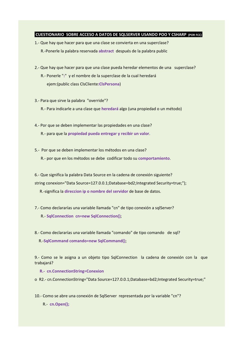 Imágen de pdf CUESTIONARIO  SOBRE ACCESO A DATOS DE SQLSERVER USANDO POO Y CSHARP