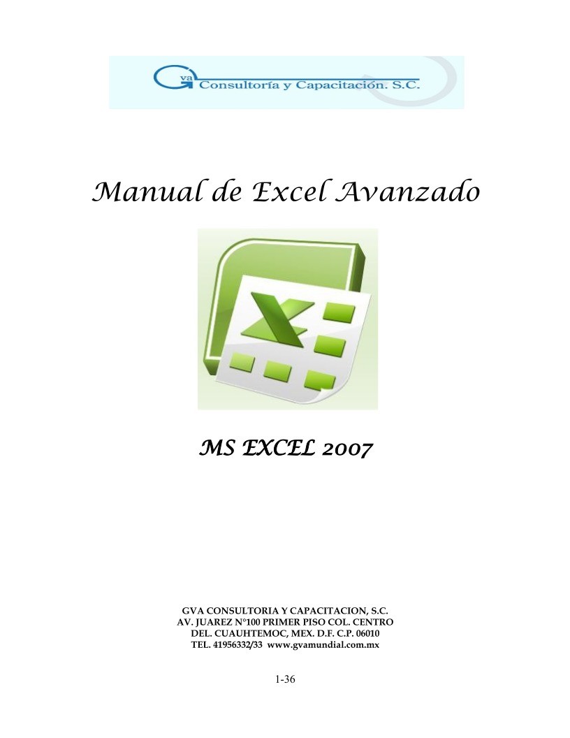 Imágen de pdf Manual de Excel 2007 Avanzado
