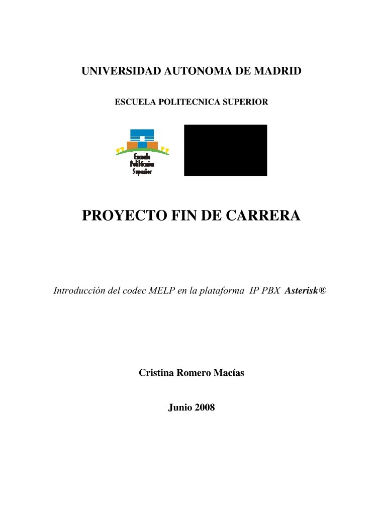 Imágen de pdf Introducción del codec MELP en la plataforma IP PBX Asterisk