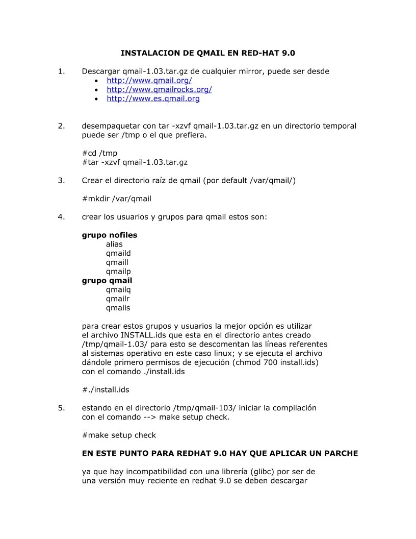 Imágen de pdf INSTALACION DE QMAIL REDHAT 9.0