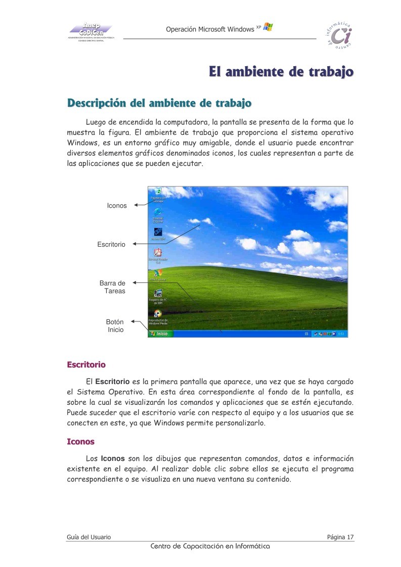 Imágen de pdf Windows XP - El ambiente de trabajo