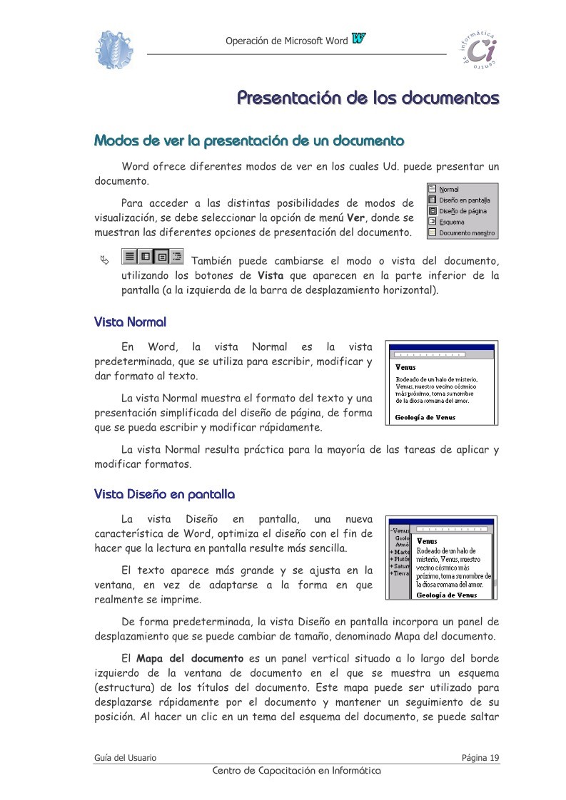 Imágen de pdf Presentación de los documentos - Operaciones con Microsoft Word 97