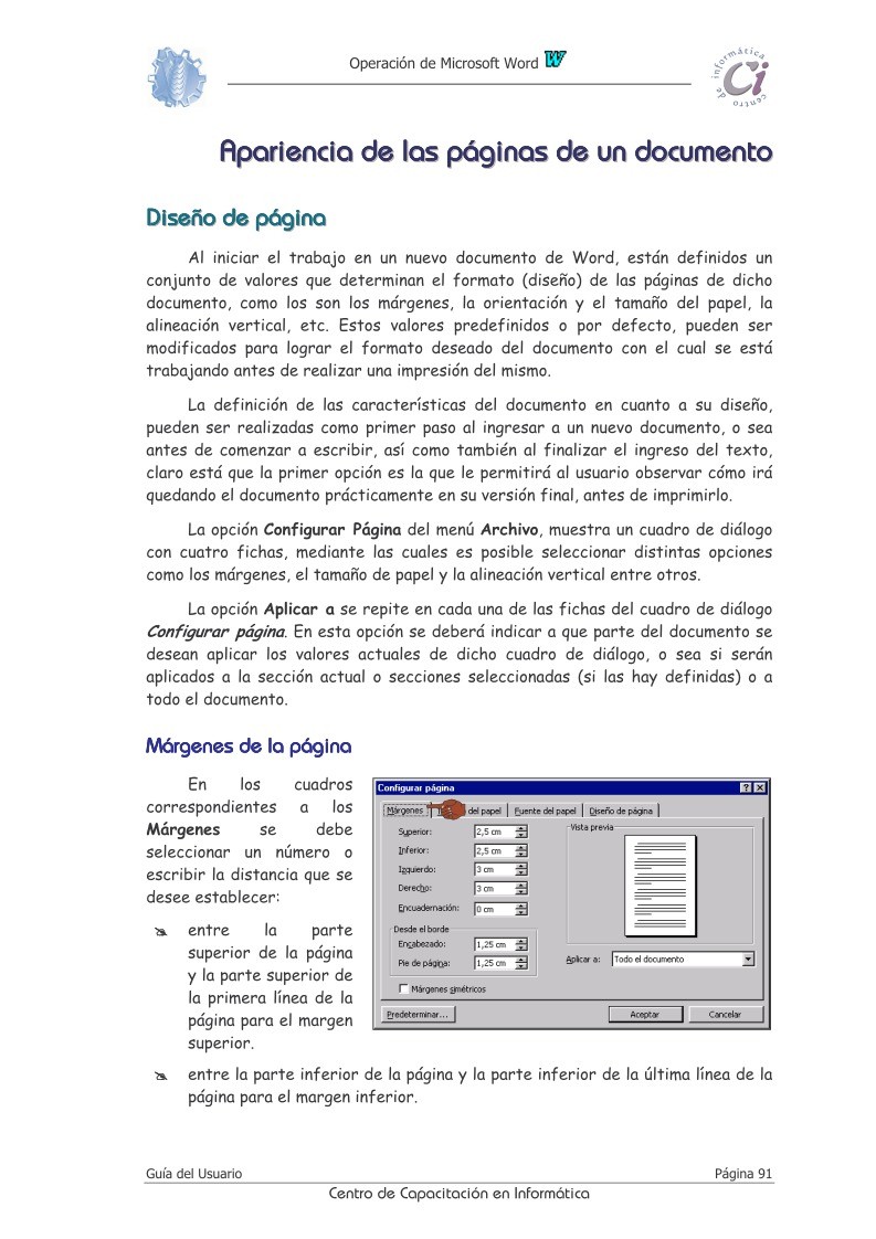 Imágen de pdf Apariencia de las páginas de un documento - Operaciones con Microsoft Word 97