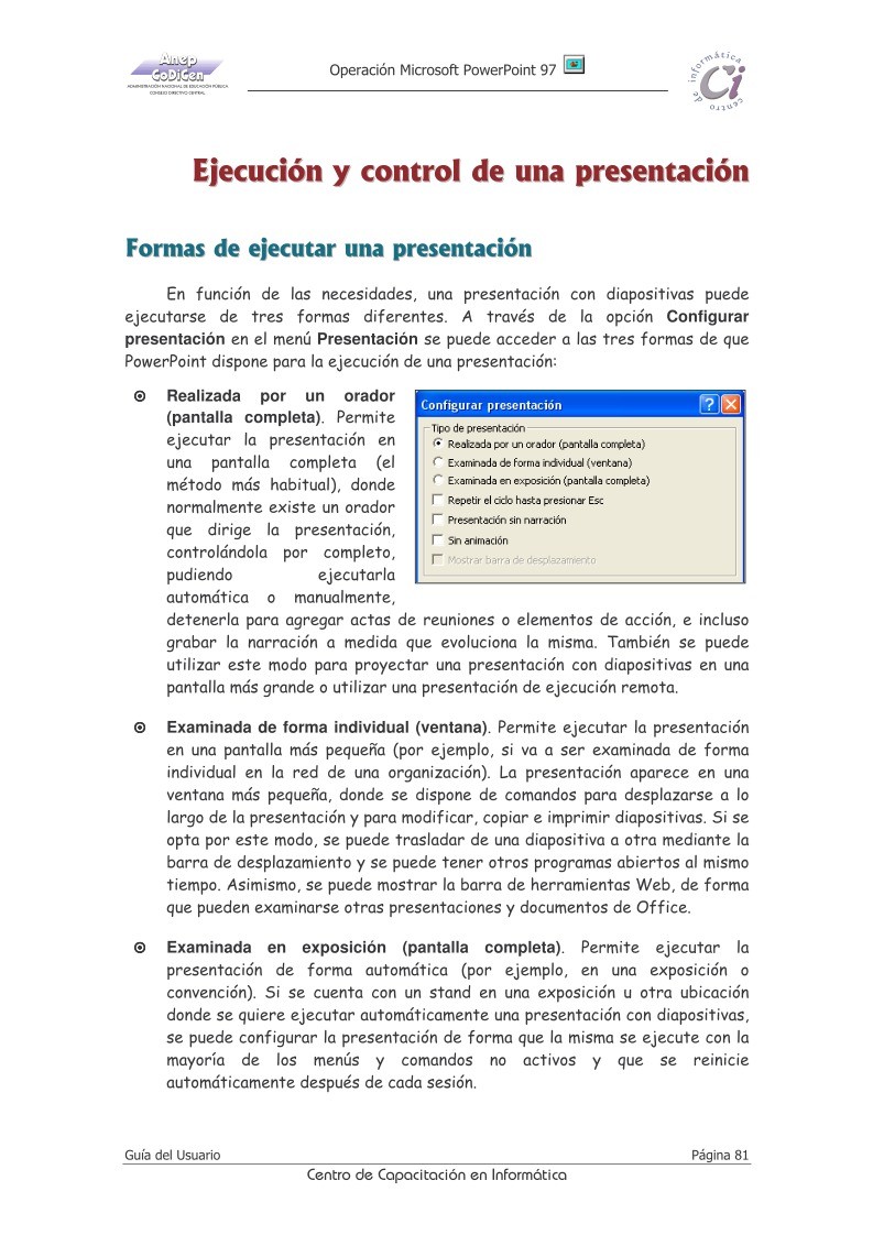 Imágen de pdf Capitulo 10 - Guía del Usuario Operación PowerPoint - Ejecución y control de una presentación