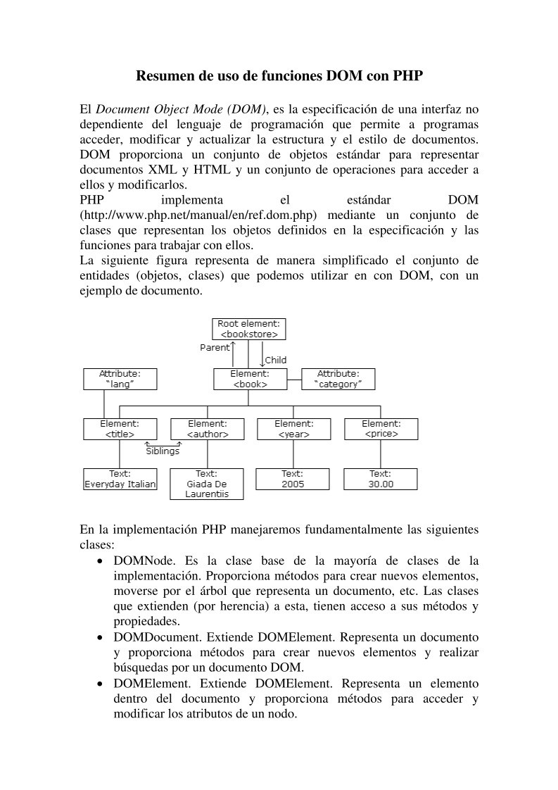 Imágen de pdf Resumen de uso de funciones DOM con PHP