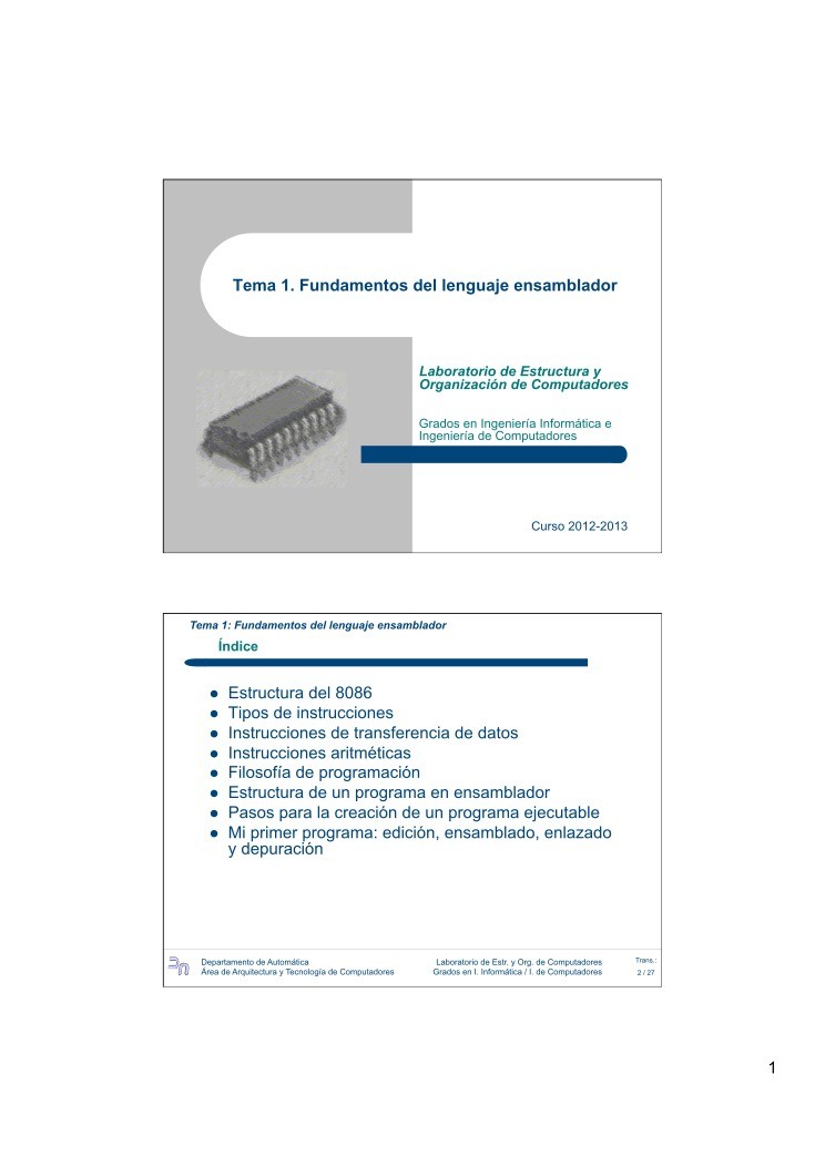 Imágen de pdf Tema 1. Fundamentos del lenguaje ensamblador