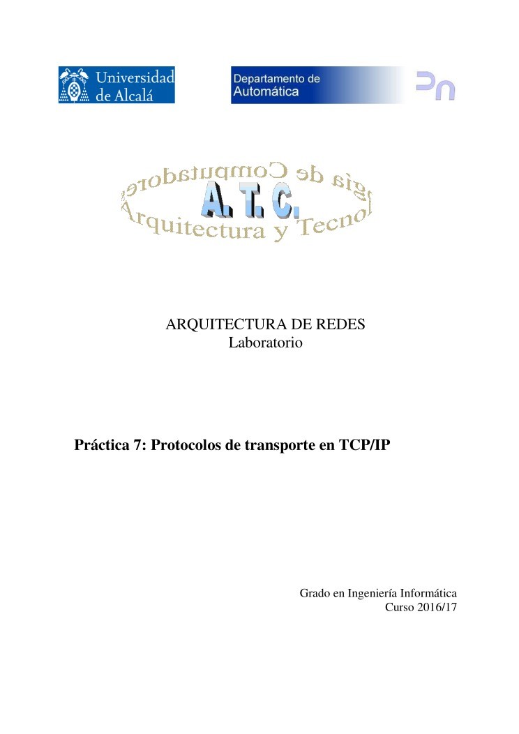 Imágen de pdf Práctica 7: Protocolos de transporte en TCP/IP