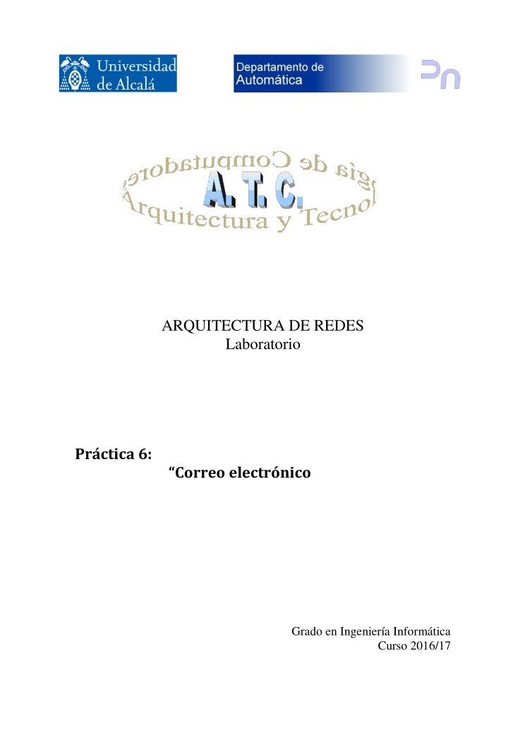 Imágen de pdf Práctica 6: Correo electrónico - ARQUITECTURA DE REDES