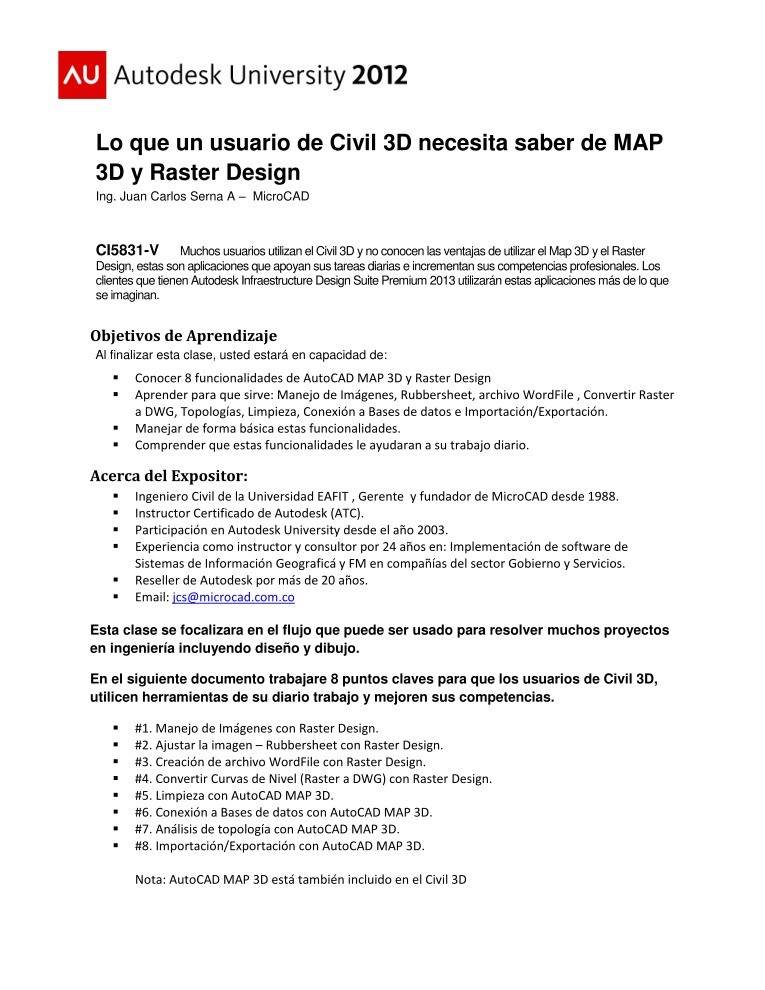 Pdf De Programacion Lo Que Un Usuario De Civil 3d Necesita Saber