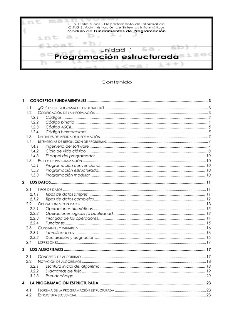 Imágen de pdf Unidad 1 Programación estructurada