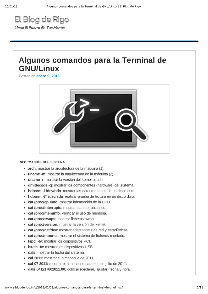 Imágen de pdf Algunos comandos para terminales de GNU Linux