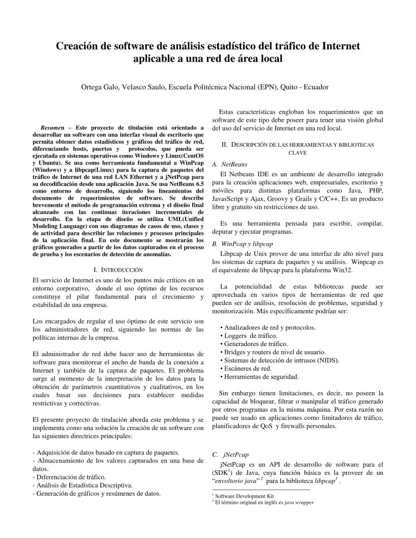 Imágen de pdf Creación de software de análisis estadístico del tráfico de Internet aplicable a una red de área local