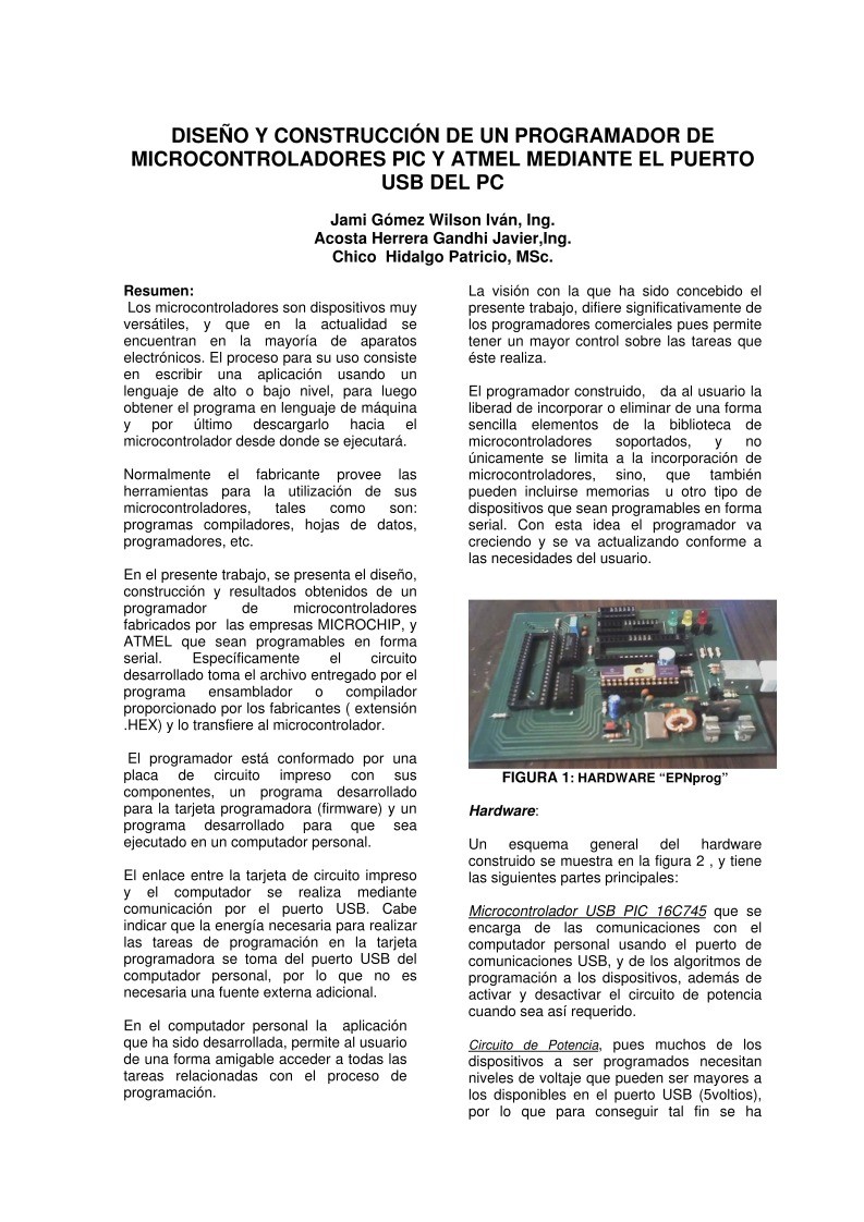 Imágen de pdf DISEÑO Y CONSTRUCCIÓN DE UN PROGRAMADOR DE MICROCONTROLADORES PIC Y ATMEL MEDIANTE EL PUERTO USB DEL PC