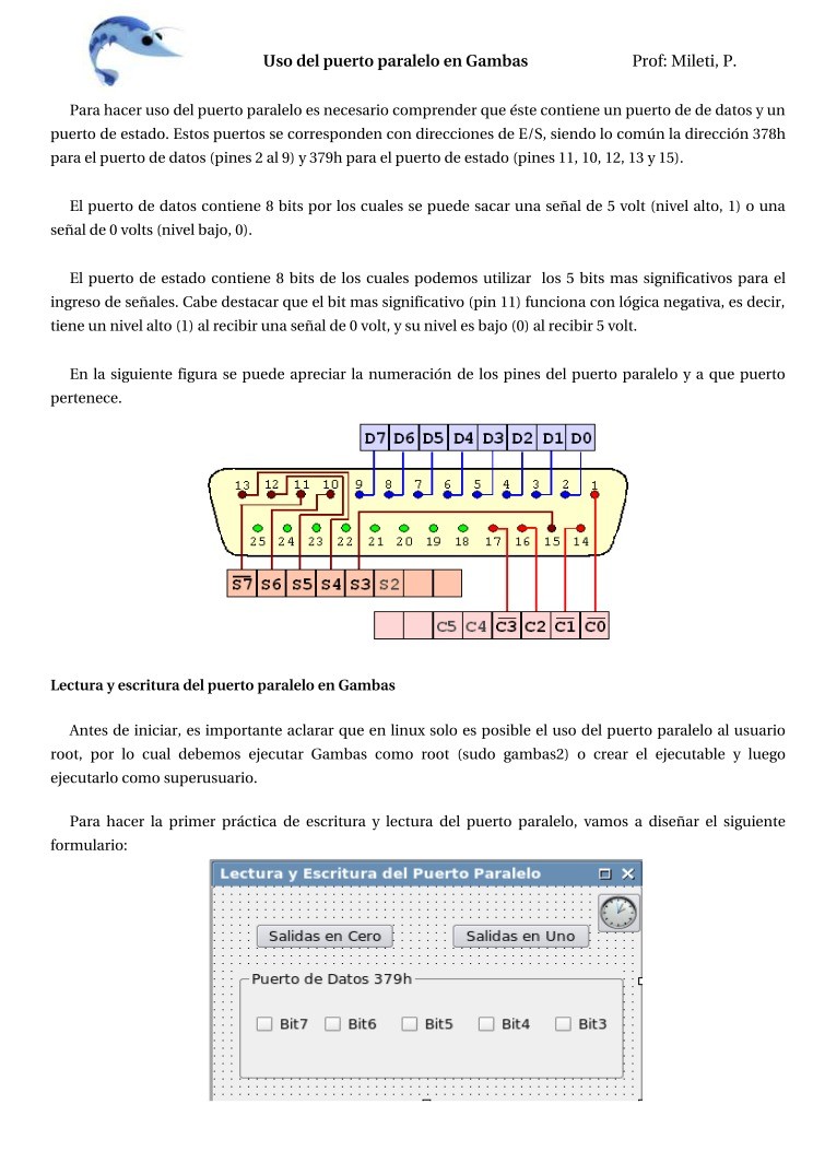 Imágen de pdf Uso del puerto paralelo en Gambas