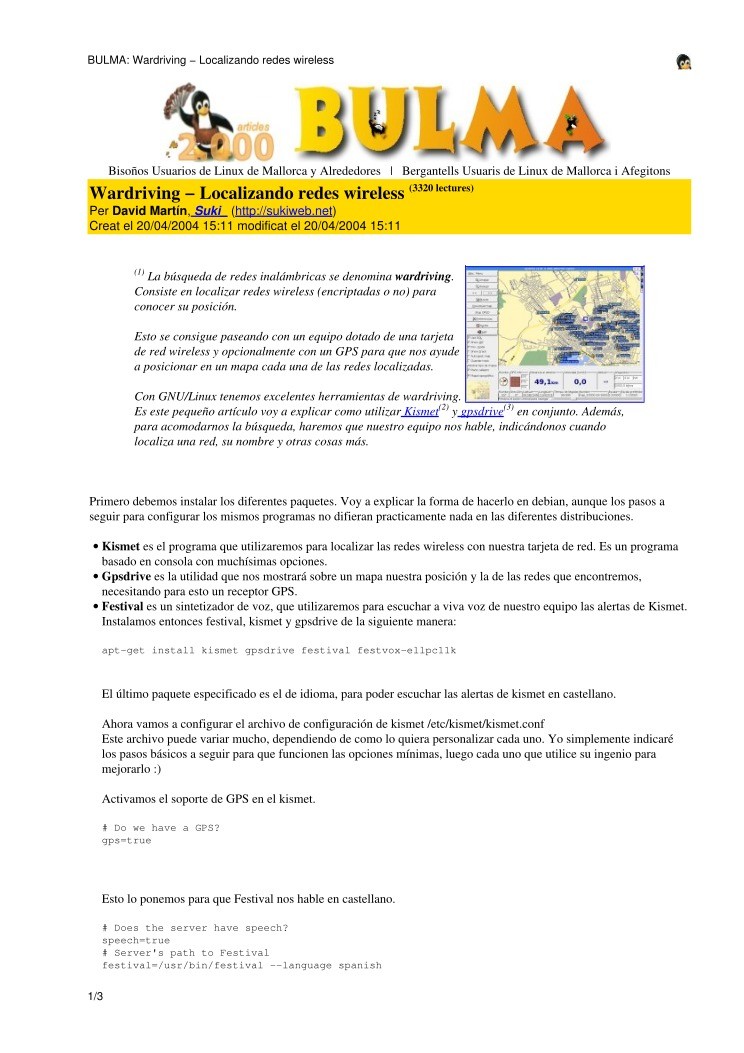 Imágen de pdf BULMA: Wardriving - Localizando redes wireless