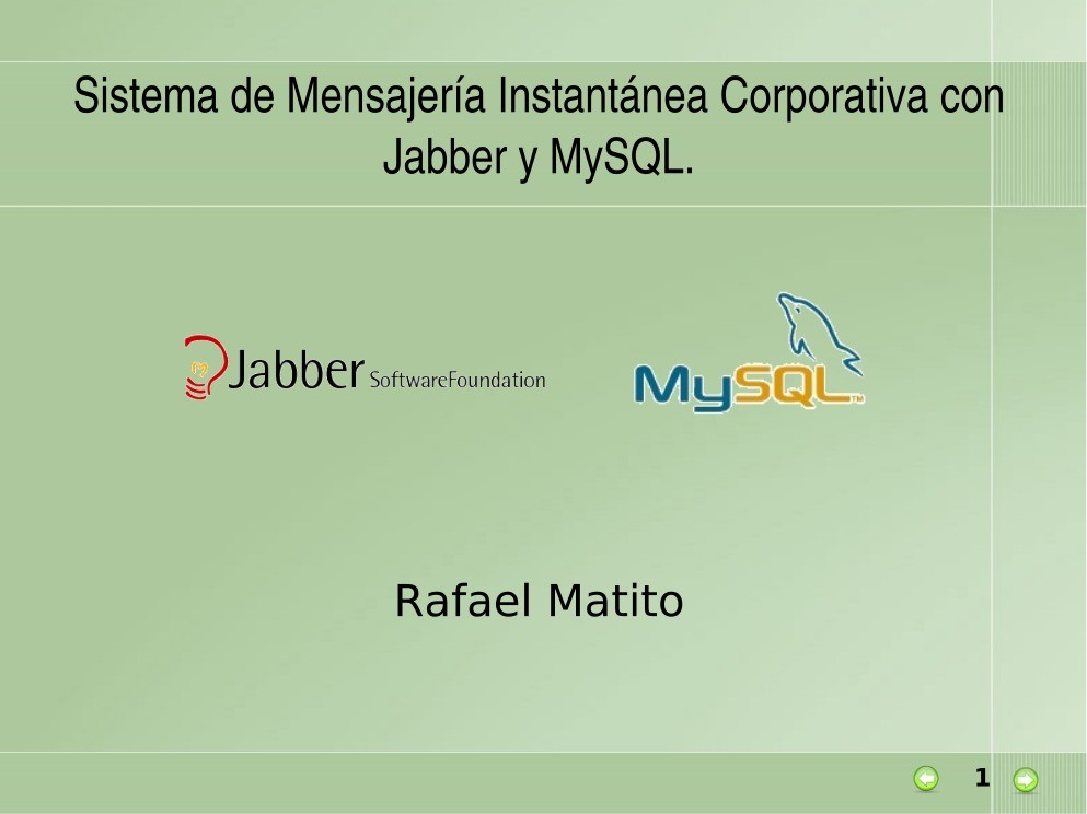 Imágen de pdf Sistema de Mensajería Instantánea Corporativa con Jabber y MySQL