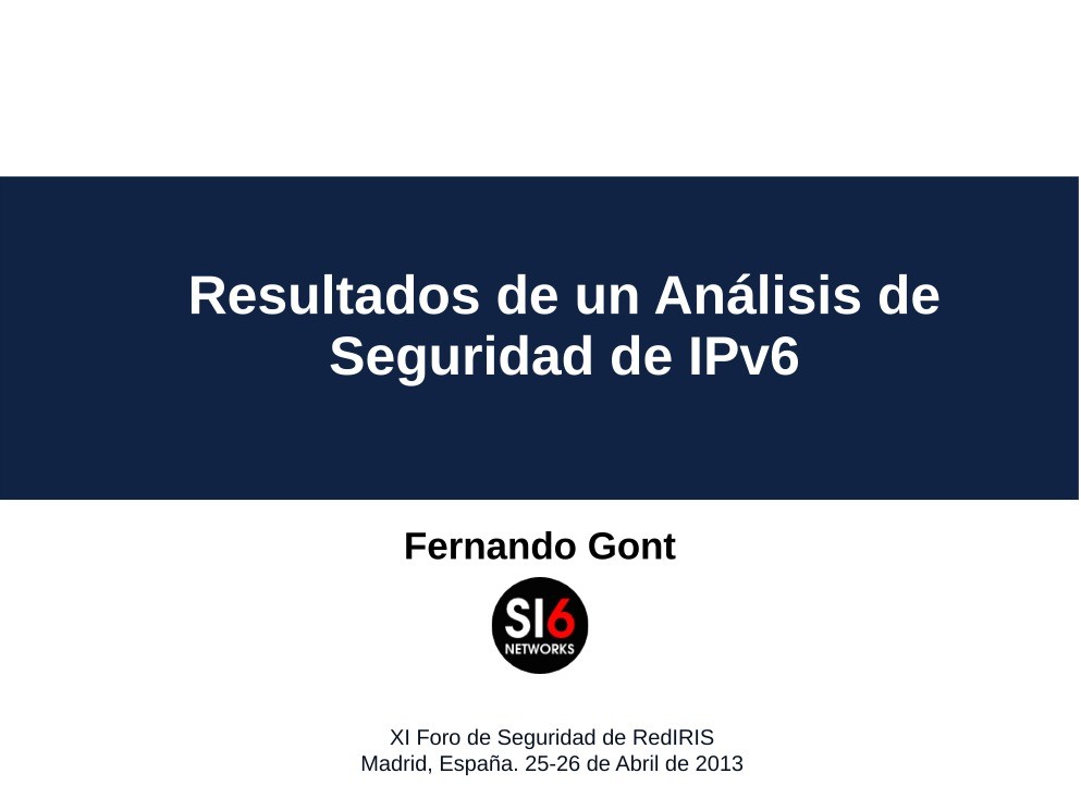 Imágen de pdf Resultados de un Análisis de Seguridad de IPv6