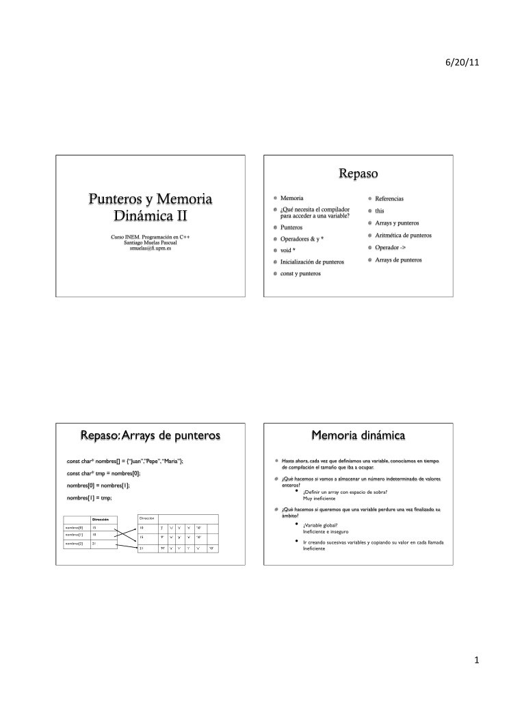 Imágen de pdf Punteros y Memoria Dinámica II