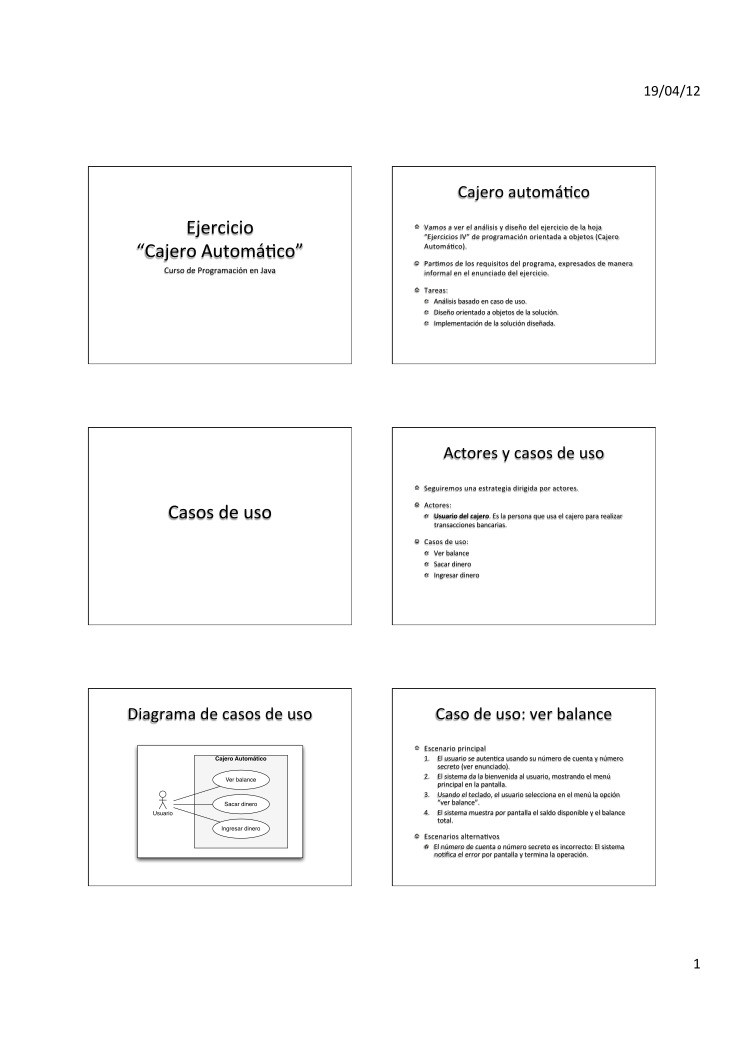 Imágen de pdf Curso de Programación en Java - Ejercicio "Cajero Automático"