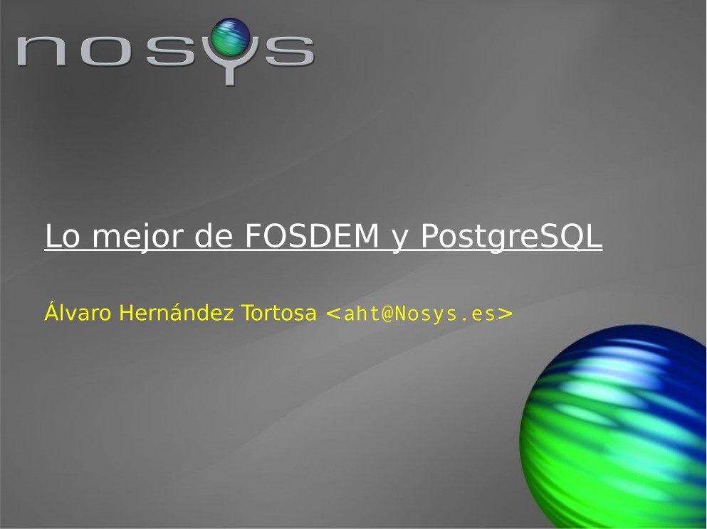 Imágen de pdf Lo mejor de FOSDEM y PostgreSQL